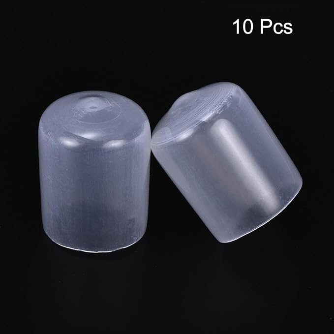 uxcell 10pcs Rubber End Caps 16mm(5/8") ID Vinyl Round End Cap Cover Screw Thread Protectors, Clear