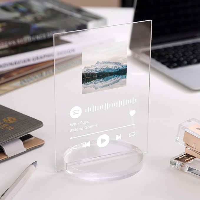 UNIQOOO 4" Clear Acrylic Round Stand | 3mm Slot Wedding Sign Holders, Perfect for Wedding, Table Number, Exhibition, Office, Restaurant, Business, 4 Count