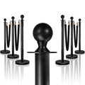 6PCS Black Stanchions Posts with 4PCS 5 ft Black Velvet Rope, Black Velvet Rope Stanchion Set Crowd Control Barriers, Stanchions and Velvet Ropes Red Carpet Poles for Party Supplies