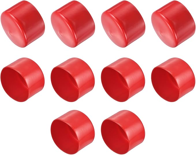 uxcell 10pcs Rubber End Caps 70mm ID Vinyl Round End Cap Cover Screw Thread Protector Red