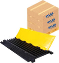 Kable Kontrol Atlas Cable Protector Wire Ramp - 5 Channel Bulk Wholesale Pallet – 40 Pcs - 35” Long Black & Yellow - 24000 Lbs Load Capacity - Rubber Speed Bump Wire Protector Cord Cover - CP9975
