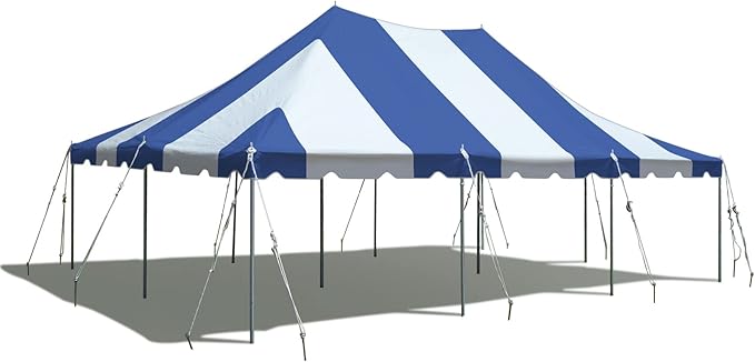 TentandTable 20' x 30' Premium Canopy Tent, Blue/White, Outdoor Pole Tent, 60-120 Person Capacity for Parties, Weddings, Events, Commercial and Residential Use, Large Heavy Duty Vinyl Canopy Tents