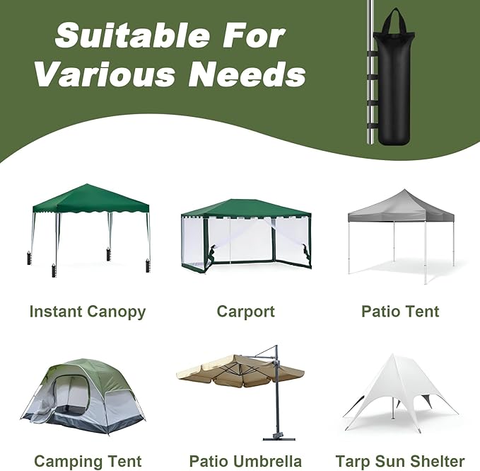 8Pcs Sand Bags for Weight 176LBS Heavy Duty Sandbags for Canopy Legs Pop up Canopy Weight Bags for Tent Outdoor Fixed Advertising Sunshade (Without Sand)