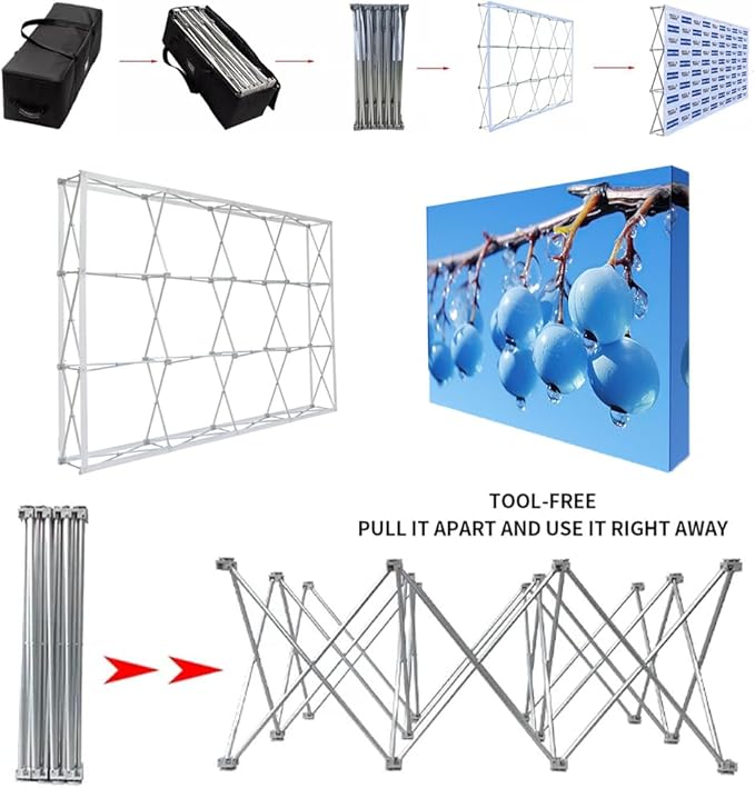 Customize Collapsible Pop Up Display Stand with Tension Fabric Banner for Trade Show Display Backdrop Booth,Exhibition,Conference,Weddings,Parties,Stores 7.5x10FT(Frame&Banner)