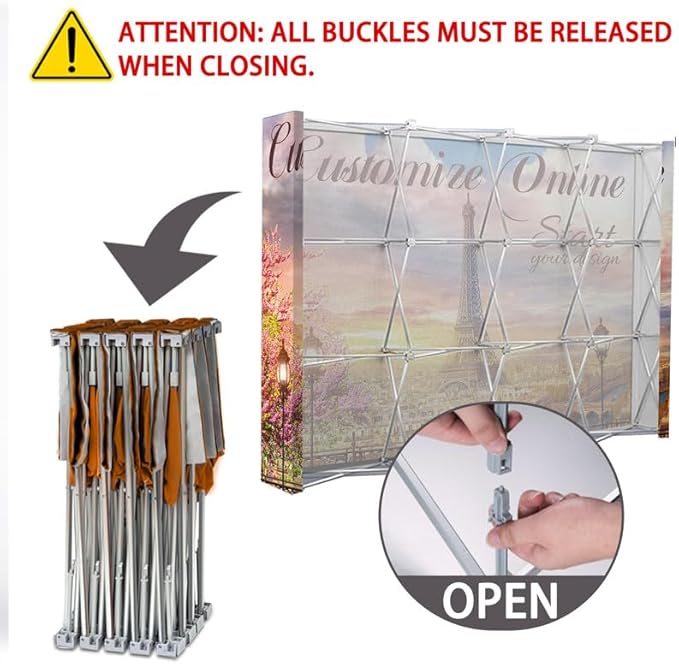 Customize Trade Show Fabric Pop Up Display Tension Fabric Banner Portable Aluminum Display Store Sign Holders Booth Holder Print and Frame Set 10×7.5 FT