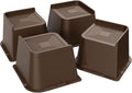Bed Risers 2 inch, 3 inch, 4 inch, 6 inch or 8 inch Heavy Duty Furniture Risers, Up to 6000 Lbs L Shaped Design Bed Lifts Blocks for Couch Desk Sofa Table (Dark Brown 4 Pack, 4 Inch)