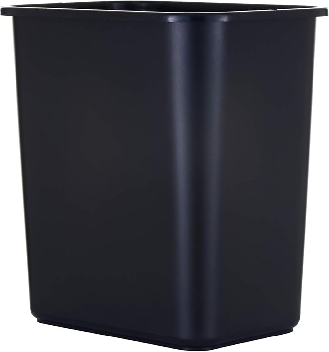 United Solutions 13 Quart / 3.25 Gallon Space-Efficient Trash Wastebasket, Fits Under Desk and Narrow Spaces in Commercial Office, Kitchen, Home Office, and Dorm, Easy to Clean, Black (Pack of 1)