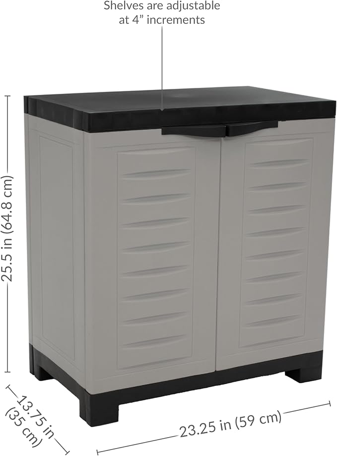 Sunnydaze Freestanding Garage Storage Cabinet with Doors - Indoor Utility Storage Cabinet - 25.5" H - Garage, Office, Home, Laundry Room - Speckled White