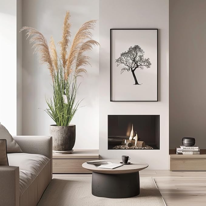 Alonfala - 57" (1-Pack) Pampas Grass Potted Plants - Artificial Faux Plants Featuring Tall Grass, Housewarming, and New Home Celebration. Elevate with Fake Plants, Ideal for Floor Decor.