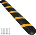 Heavy Duty 84" Rubber Speed Bumps - 2 Channel Modular Traffic Hump, Cable Protector Ramps for Asphalt, Concrete & Gravel Driveways, Includes 2 End Caps & 6 Spikes