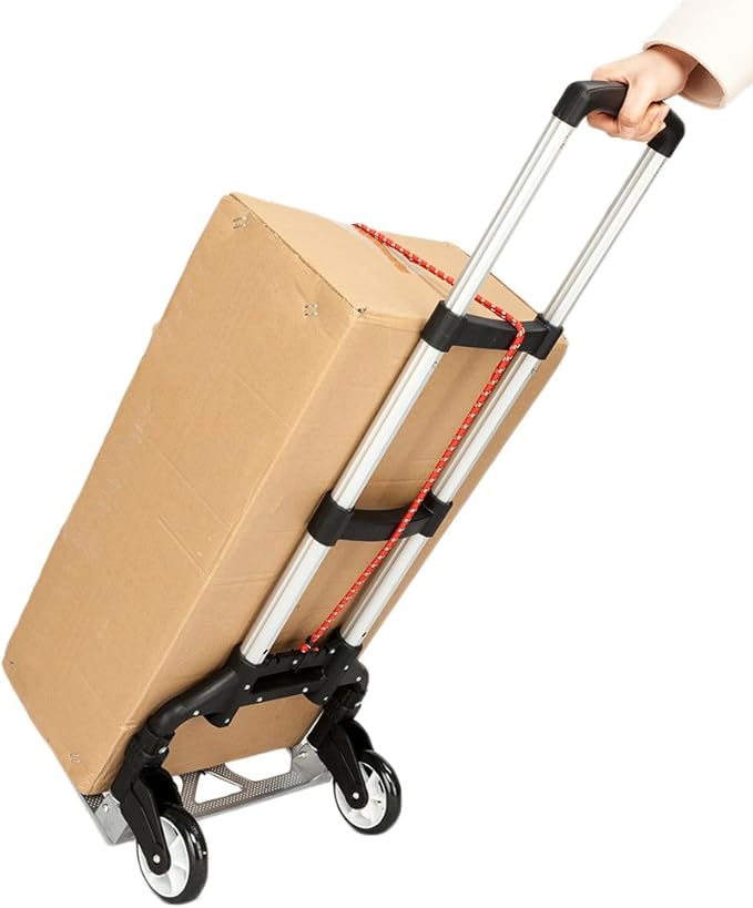 FCH Folding Hand Truck Aluminum Portable Folding Hand Cart 165lbs Capacity Hand Cart and Dolly Ideal for Home, Auto, Office,Travel Use,Black