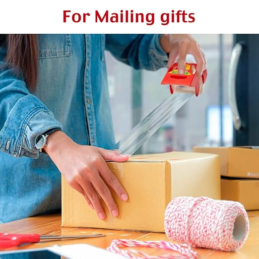 Packing Tape with Dispenser, 6 Packs Noiseless Clear Packaging Tape for Shipping Packaging Moving Tape for Boxes, Strong Adhesive, Smoothly and Quietly, 1.96 Inch X 33 Yards