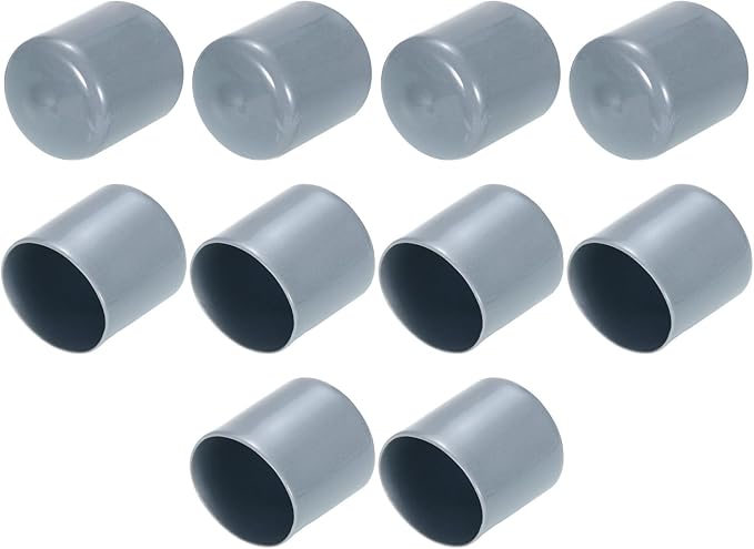 uxcell 10pcs Rubber End Caps 29mm(1.1") ID Vinyl Round End Cap Cover Screw Thread Protectors Grey