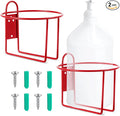 Hicarer 2 Pcs One Gallon Jug Storage Rack Wall Mounted Heavy Duty Steel Wall Rack for 1 Gallon Bottle Round Water Jug Holder with Hardware Hand Sanitizer 6-3/4" W x 5" H x 6-1/2" D (Red)