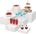 6PCS Buffet risers Acrylic Cubes for Display Food risers for Buffet Table White Dessert Table displays Set Cube Boxes Display Nesting Riser Stands Cupcake Stands for decor5/6/6.8/7/7.5/8IN