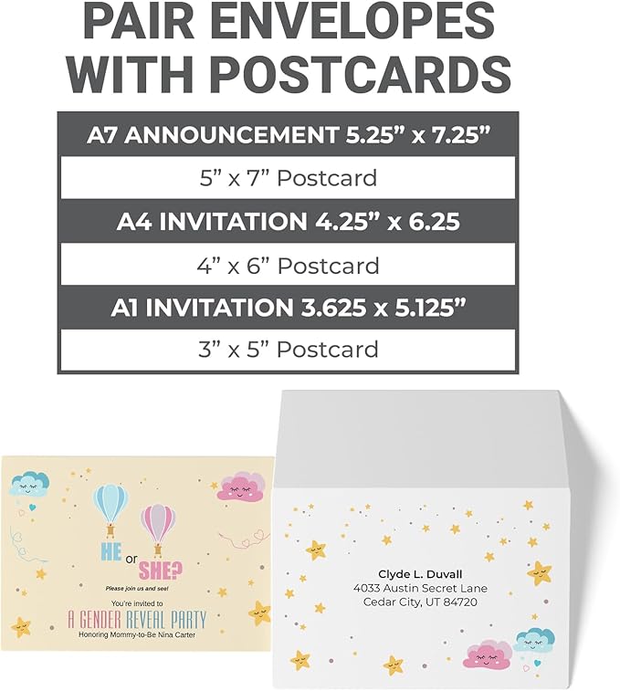 GotPrint Custom Envelopes 3.5x5 | White #A1 Envelope for Invitations, Announcements, Wedding, Postcards, Mailing | Personalize - Upload Design, Add Text or Logo | 3.625x5.125, 250Qty