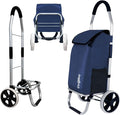 Ultra-Lightweight Foldable Grocery Cart with 40L Capacity, Soft Rolling Wheels, Removable Insulated Bag – Multi-Purpose Personal Hand Truck (Blue)