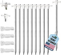 Eurmax USA Galvanized Non-Rust Camping Family Tent Pop Up Tent Stakes Canopy Anchors Heavy Duty 10pc-Pack, with 4x10ft Ropes & 1 White Stopper