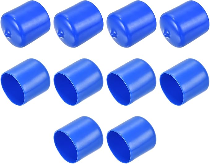 uxcell 10pcs Rubber End Caps 26mm ID Vinyl Round Tube Bolt Cap Cover Screw Thread Protectors Blue
