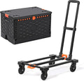 Foldable Utility Cart Collapsible Crate Rolling Carts with Wheels, Hand Truck Storage Box with Telescoping Handle, Folding Shopping cart with Wheels for Office Shopping Camping Travel Moving