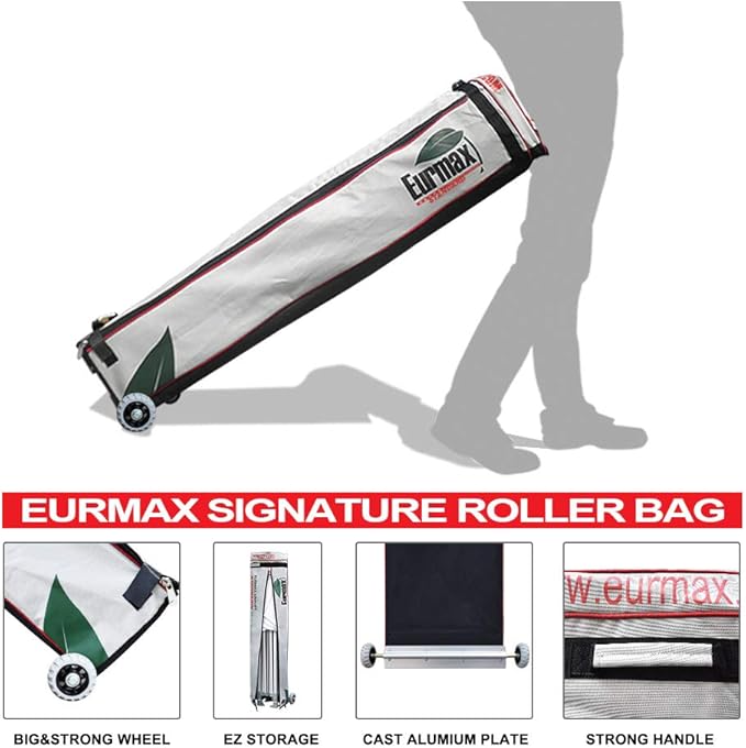 Eurmax USA 10'x20' Pop Up Canopy Tent Commercial Instant Canopies with Heavy Duty Roller Bag,Bonus 6 Sand Weights Bags (Red)