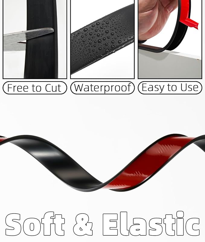 U-Shape Black TPE Edge Banding 16.4Ft Self-Adhesive Flexible Edge Trim, Furniture Edge Protector & Countertop Molding (W:1.0'' H:0.2'')