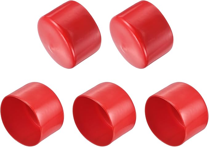 uxcell 5pcs Rubber End Caps 2 3/4"(70mm) ID Vinyl PVC Round Tube Bolt Cap Cover Screw Thread Protectors Red