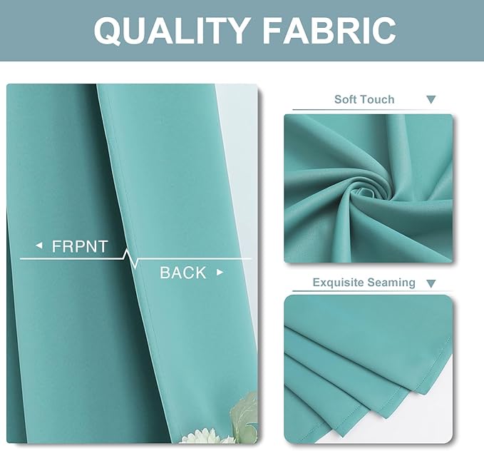 ChrisDowa Blackout Curtains 80 Inches Long for Doorways and Closets, Thermal Insulated Temporary Room Dividers (1 Panel, Aqua, 52 x 80 Inch)