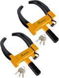 Trailer Security Adjustable Tire Lock 2PK Anti Theft Wheel Lock for Trailers, Car, SUV, Boat, Motorcycle, Golf Cart - Great Deterrent, 6 Alike Keys (Black-Yellow)