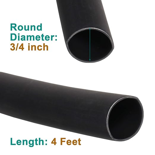 2 Pcs 3/4 inch (Diameter) 3:1 Waterproof Heat Shrink Tubing Kit, Large Marine Dual Wall Adhesive Shrinkable Wire Wrap Tube, Insulation Sealing Cable Protector by YUKSY (4ft, Black & Red)