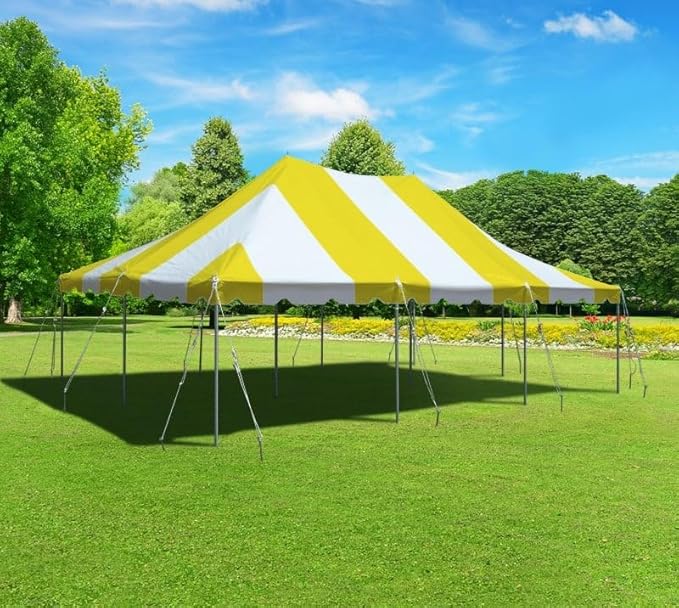 TentandTable 20' x 30' Premium Canopy Tent, Yellow/White, Outdoor Pole Tent, 60-120 Person Capacity for Parties, Weddings, Events, Commercial and Residential Use, Large Heavy Duty Vinyl Canopy Tents