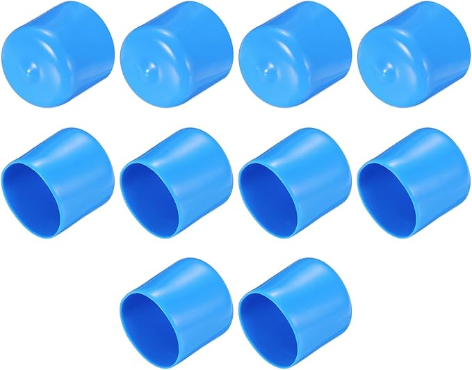 uxcell 10pcs Rubber End Caps 25mm(1") ID Vinyl Round End Cap Cover Screw Thread Protectors,Light Blue