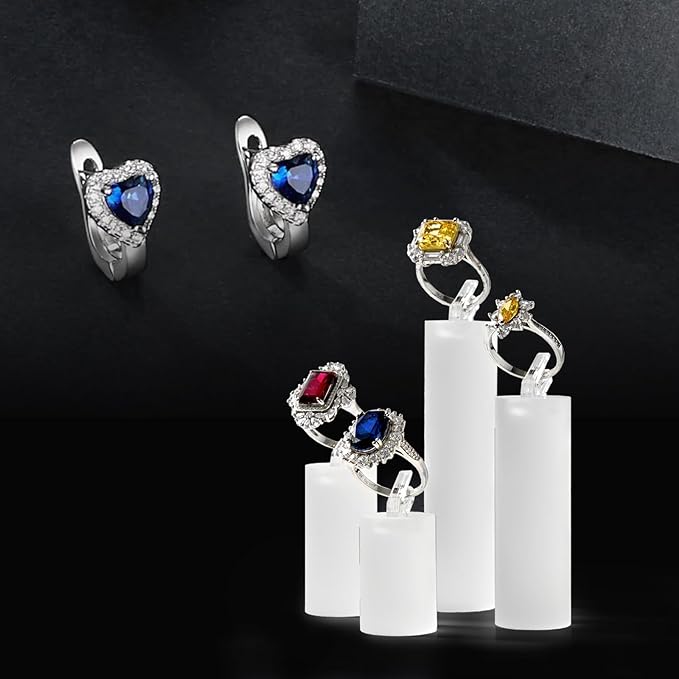 Oirlv Acrylic Jewelry Display Stand Ring Showcase Display Holder 7 PCS Rings Stand (White Frosted)