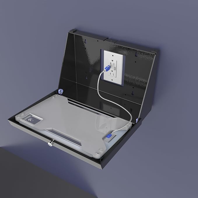 TABcare Easy Wall Mount Security Tablet Kiosk for Samsung Galaxy TAB A9+ A11+ 11" Tablet Designed for Integration of USB Hub, Printer, CC Reader & All Your Peripherals (Black)