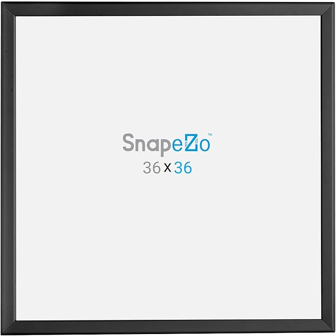SnapeZo Poster Frame 36x36, Black, 1.25 Inch Aluminum Profile, Front-Loading Snap Frame, Wall Mounting, Professional Series