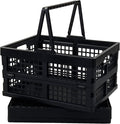 2 Pack Folding Plastic Crate, Collapsible Shopping Basket with Handles