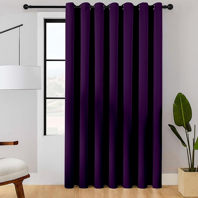 ChrisDowa Room Divider Curtain 96 Inches Long, Wide Blackout Sliding Door Curtain for Bedroom, Room Darkening Privacy Window Curtain for Patio Door (1 Panel Set, Royal Purple, 100 x 96 Inch)