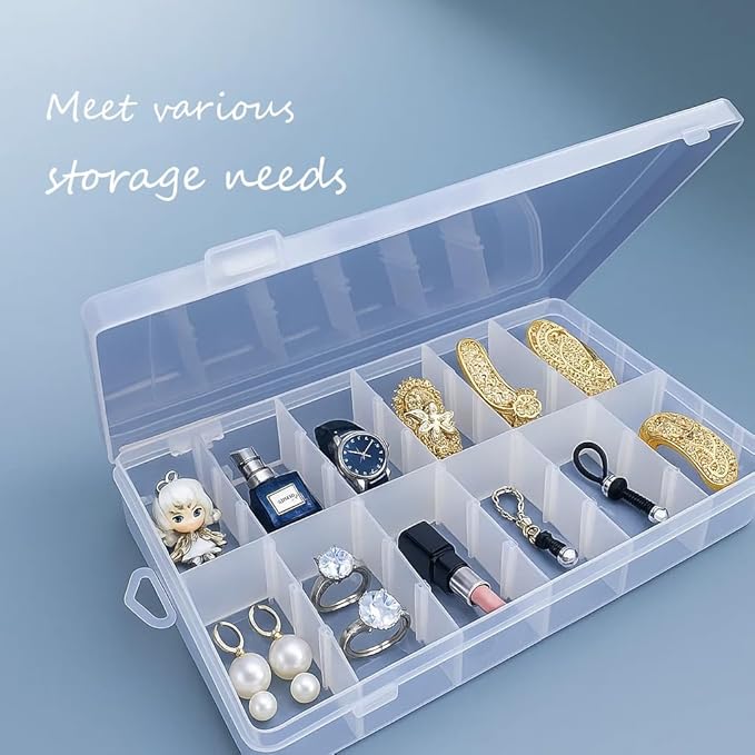 3pcs Clear Storage Small Parts Organizer Box Storage Bin With Dividers Multi Compartment for Beads Art DIY Tackle Box Organizer (36compartments)
