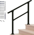 Hand Rails for Outdoor Steps,3 Step Stair Handrail & Indoor Stair Railing Kit，Black Railings for Outdoor Steps and Hand Rails for Seniors for Porch (3 Step)
