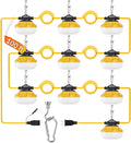 100FT LED Construction String Lights, 10 Bulbs Waterproof Linkable Industrial String Work Lights & Hooks, 5000K Daylight Temporary Lighting for Jobsite Attic Cralspace