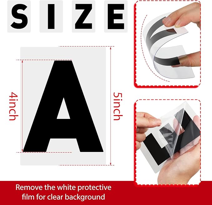 Leinuosen 300 Pcs Sign Letter Printed on Marquee Flexible Outdoor Black Portable Sign Board Plastic Changeable Letters and Numbers Punctuation Acrylic Numbers(4'', 5'')