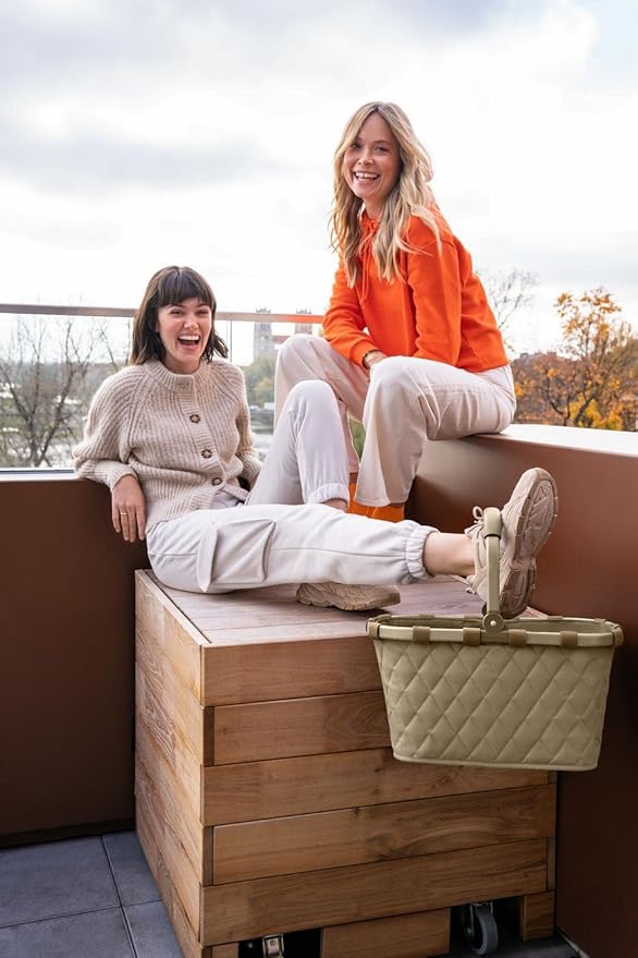 reisenthel carrybag frame rhombus olive - Sturdy shopping basket with plenty of storage space and practical inner pocket - Elegant and water-repellent design
