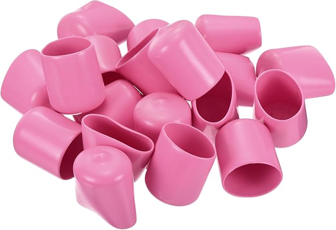 uxcell 10pcs Rubber End Caps 21mm ID Vinyl Round End Cap Cover Screw Thread Protectors Pink
