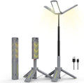 BUBRA Rechargeable Telescopic Camping Light with Power Bank & Stand, IP44 Waterproof Stepless Dimming Work Light & Flashlight, 3-Mode Portable LED Lantern for Emergency, Outdoor, Garage, Power Outages