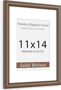 Natural Walnut 11x14 Picture Frames Mat to 8x10 Picture Display,Original Wood Handcrafted Diploma Frame,Wooden Frame 11x14 with Tempered Glass Graduation Family Wedding Certificate Photo Wall Mounted