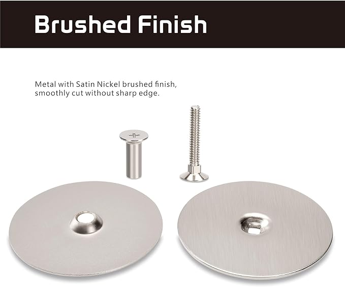 Door Hole Cover Plate, 2-5/8" Diameter Solid Steel, Hole Filler Plate (2, Satin Nickel)