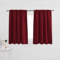 PONY DANCE Short Curtains for Small Window - Home Decoration Rod Pocket Solid Blackout Curtain Tiers Wide for Bathroom/Bedroom, 42-inch x 36-inch, Red, Set of 2