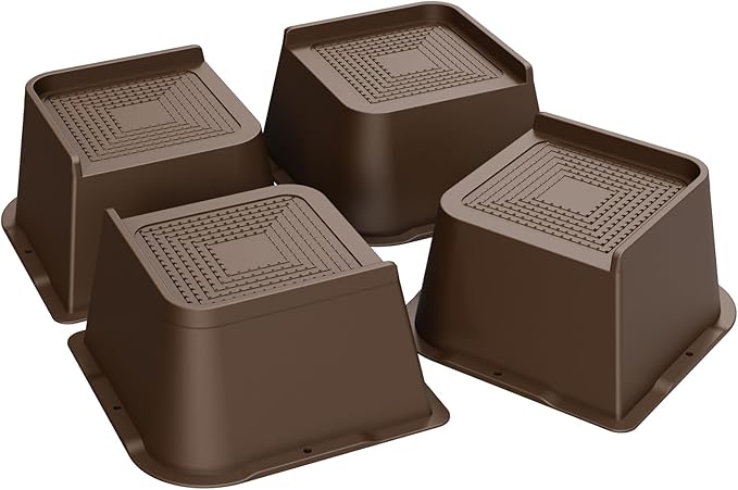 Bed Risers 2 inch, 3 inch, 4 inch, 6 inch or 8 inch Heavy Duty Furniture Risers, Up to 6000 Lbs L Shaped Design Bed Lifts Blocks for Couch Desk Sofa Table (Dark Brown 4 Pack, 3 Inch)