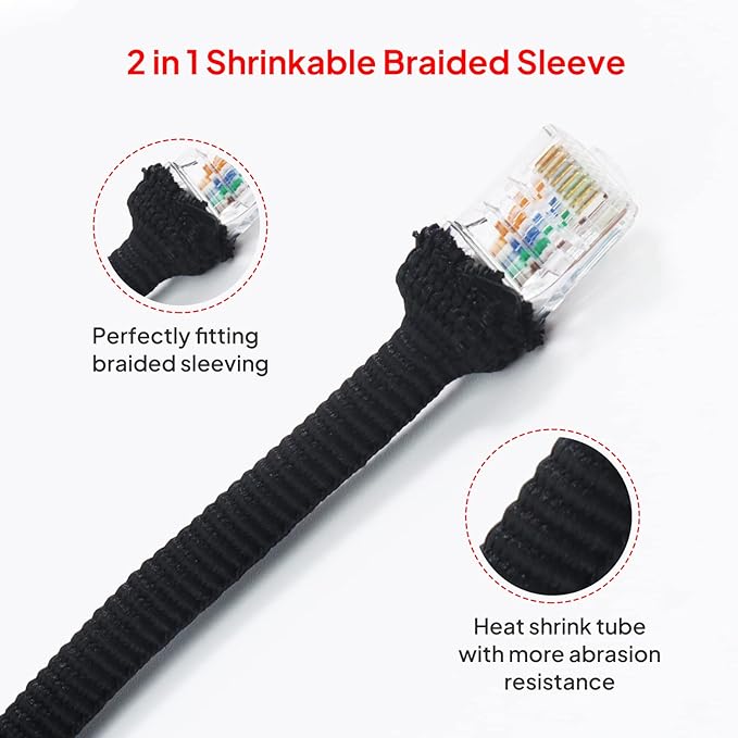 2 in 1 Heat Shrink Braided Sleeving Fabric Tubing-Ideal fit Irregular Shape Hose/Cable/Wire (3/4"(19mm), 32FT)