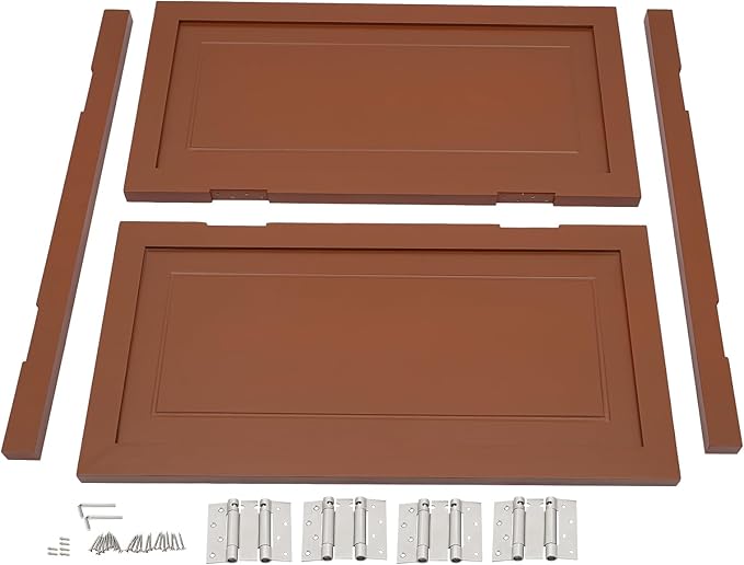 Solid Wood Interior Swing Door with Metal Hinges - Swinging Cafe Doors for Kitchen, Stairs, Bedroom Entrance & Partition (Brown, 39.37"X35.43")